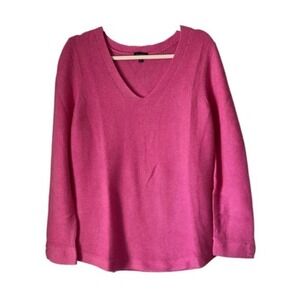 S4 Talbots V-Neck Knit Sweater Ribbed Long Sleeve Casual Pink‎ Medium